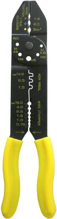 Клещи многофункционални e.tool.crimp.hs.313 за кримпване/кербоване на изолирани кабени обувки, рязане и оголване на проводници. E.NEXT