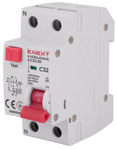 FEHLERSTROMSCHUTZ DTZ MIT ÜBERSTROMSCHUTZ E.RCBO.STAND.2.C32.30, 1P+N, 32A, C, 30MA