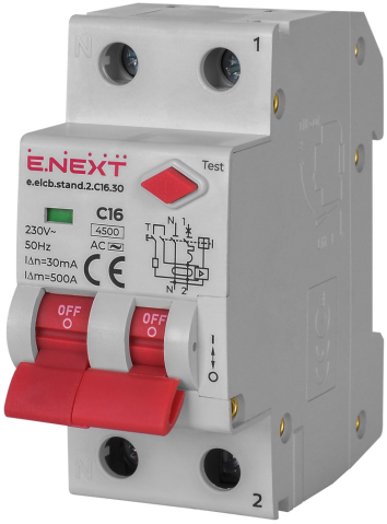 ДЕФЕКТНОТОКОВА ЗАЩИТА ДТЗ СЪС ЗАЩИТА ОТ СВРЪХТОКОВЕ E.ELCB.STAND.2.C16.30, 2P, 16А, C, 30MA С РАЗДЕЛЕН ДРЪЖKA