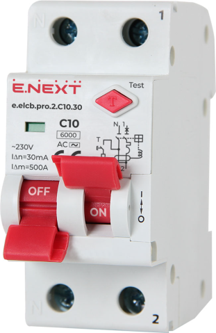 ДЕФЕКТНОТОКОВА ЗАЩИТА ДТЗ СЪС ЗАЩИТА ОТ СВРЪХТОКОВЕ E.ELCB.PRO.2.C10.30, 2P, 10А, C, 30MA, С РАЗДЕЛЕНА ДРЪЖKA