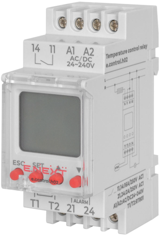 РЕЛЕ ЗА КОНТРОЛ НА ТЕМПЕРАТУРА С ВЪНШЕН ДАТЧИК E.CONTROL.H02, 16A, АС/DC 24-240, -25…+130 °С