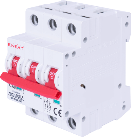 МОДУЛЕН АВТОМАТИЧЕН ПРЕКЪСВАЧ E.INDUSTRIAL.MCB.100.3.C40, 3 Р, 40А, C, 10KА