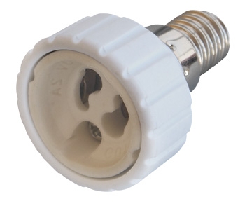 ПРЕХОДНИК/АДАПТЕР ОТ E14 КЪМ GU10, БЯЛ E.LAMP ADAPTER.Е14/GU10.WHITE