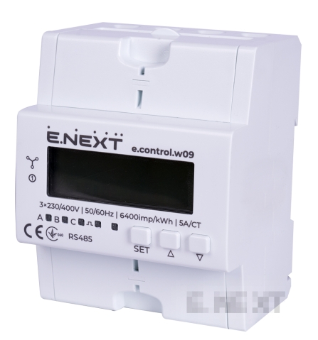 Електромер трифазен e.control.w09 5A/CT, електронен, клас 1.0 (нетърг.) RS485