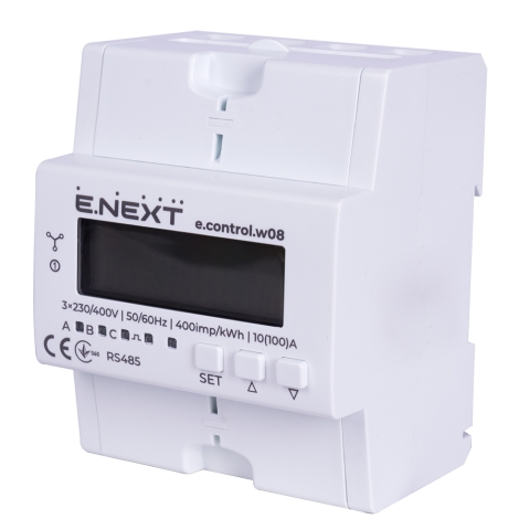 Електромер трифазен e.control.w08 10(100)A, електронен, клас 1.0 (нетърг.) RS485