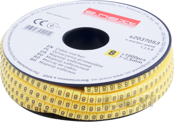 Cable marker E.MARKER.STAND.1.2-2.5.8 for cables 1.2–2.5 mm², figure 8, 1000 pcs.