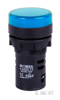 Lampă indicatoare LED e.ad22.12.albă, Ø22mm 12V AC/DC albastră