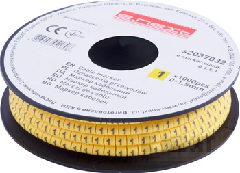 Marcator cablu E.MARKER STAND 0–1,5 mm², simbol "1", 1000 buc.