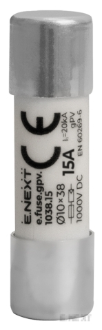 DC (PV) стопяем предпазител E.FUSE GPV 10×38, 15 A, 1000 VDC