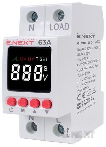 Voltage control relay E.NEXT E.Control.V63 63A