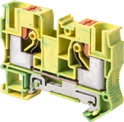 Редова клема жълто-зелена за DIN шина e.tc.z.din.spring.10
