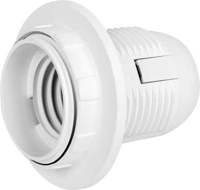 Plastic socket e.lamp E27.pl.white, E27 with nut, white