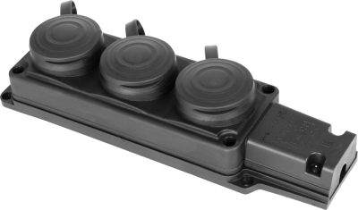 Triple rubberized socket with protective cover E.SOCKET.RUBBER.029.3.16.Z.Z.K, 16A