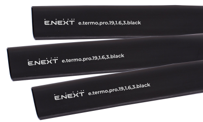 Термосвиваем шлаух с лепилен слой e.termo.pro.19.1.6.3.black, 19,1/6,3 мм, 1 м, черен