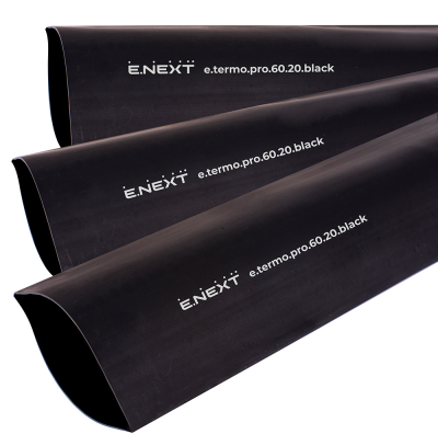 Термосвиваем шлаух с лепилен слой e.termo.pro.60.20.black, 60/20 мм, 1 м, черен