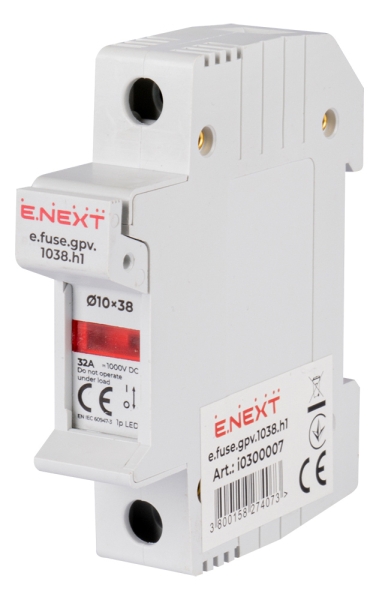 Държач за предпазител на DIN-шина E.FUSE GPV 10×38 H1, 1P 32 A