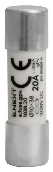 DC (PV) стопяем предпазител E.FUSE GPV 10×38, 20 A, 1000 VDC