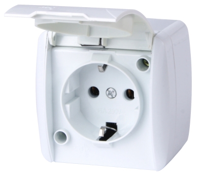Единичен контакт E.AQUA 1231 GR IP54 с капачка E.NEXT
