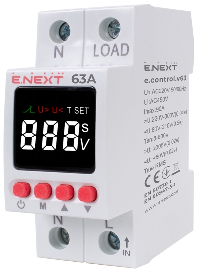 Releu de control al tensiunii E.NEXT E.Control.V63 63A