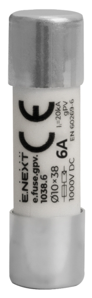 Fuse gPV 10x38 6A 1000V DC e.fuse.gpv.1038.6 E.NEXT