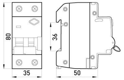 Residual current protection with overcurrent protection e.elcb.stand.2.C10.30, 1P+N, 10A, C, 30mA, 4.5kA, type AC, split handle, E.NEXT