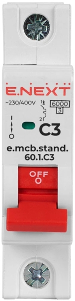 Circuit breaker 1P 3 A C 6kA e.mcb.stand, E.NEXT