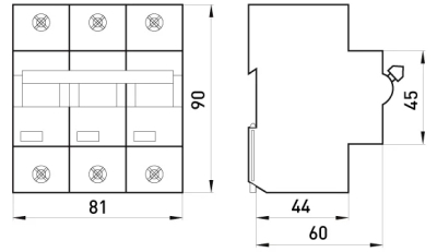 Modular circuit breaker E.INDUSTRIAL.MCB.150.3.D100, 3P, 100 A, curve D, 15kA, E.NEXT