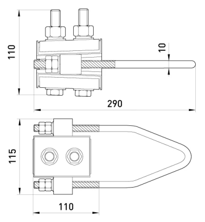 Insulated anchor clamp e.i.clamp.pro.16.25.a, reinforced, 4x(16–25 mm²)