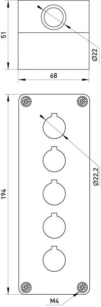 Housing for 5 buttons e.mb.box05 (button post), E.NEXT