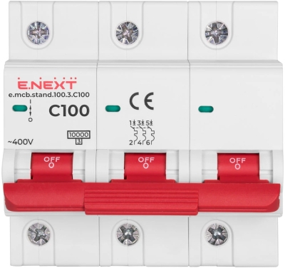 Modular circuit breaker e.MCB STAND 100, 3P, C100, 100 A, 10 kA, E.NEXT