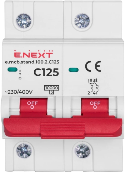 Modular circuit breaker e.MCB STAND 100, 2P, C125, 125 A, 10 kA, E.NEXT