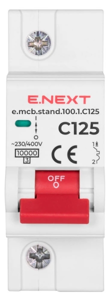 Modular circuit breaker e.MCB STAND 100, 1P, C125, 125 A, 10 kA, E.NEXT