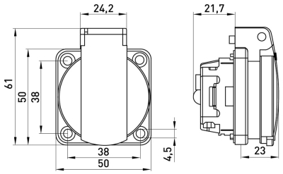 Schuko power socket for installation E.SOCKET 029.8.16, 16 A, 250 V, IP44, E.NEXT