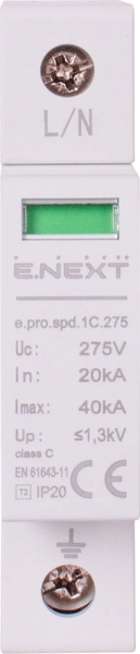 Surge protection device E.PRO.SPD.1S.275 1P (class S), E.NEXT