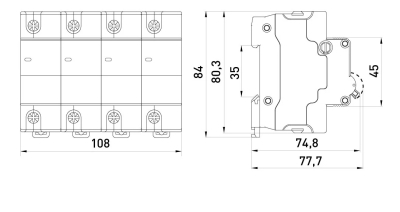 Modularer Leistungsschalter E.NEXT e.mcb.stand.100.4.C125, 4P, 125A, C, 10kA E.NEXT