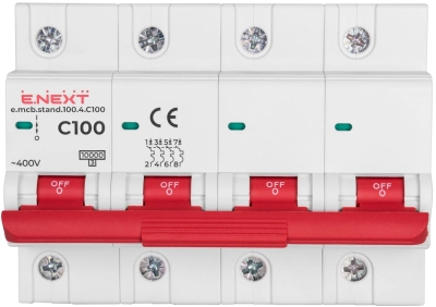 Modularer Leistungsschalter E.NEXT e.mcb.stand.100.4.C100, 4P, 100A, C, 10kA E.NEXT
