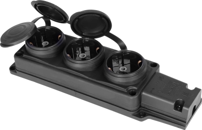 Priză triplă cauciucată cu capac de protecție E.SOCKET.RUBBER.029.3.16.Z.Z.K, 16A E.NEXT