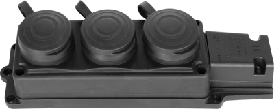 Priză triplă cauciucată cu capac de protecție E.SOCKET.RUBBER.029.3.16.Z.Z.K, 16A E.NEXT