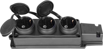 Priză triplă cauciucată cu capac de protecție E.SOCKET.RUBBER.029.3.16.Z.Z.K, 16A E.NEXT