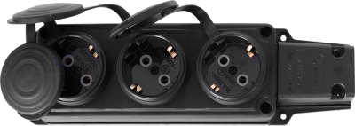Priză triplă cauciucată cu capac de protecție E.SOCKET.RUBBER.029.3.16.Z.Z.K, 16A E.NEXT