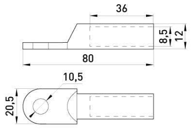 Copper cable lug E.END.STAND.DT.35, under crimping E.NEXT