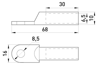 Copper cable lug E.END.STAND.DT.16, under crimping E.NEXT