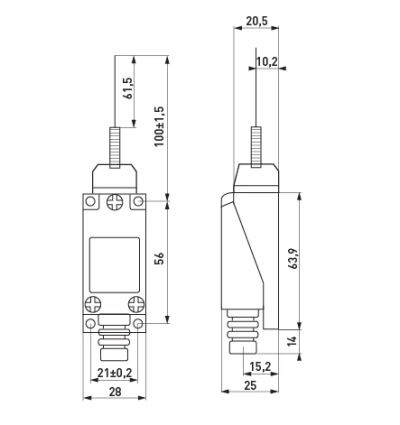 Endschalter e.LIMITSWITCH.08 mit Exzenterhebel und Stange E.NEXT