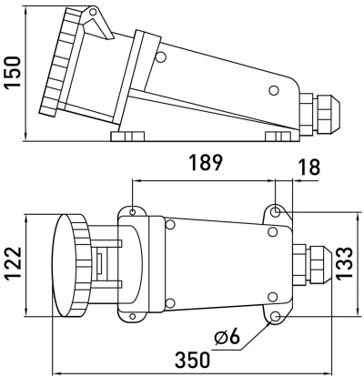 Fixed power socket E.SOCKET.145.125.67, 5P, 400 V, IP67, 125 A, E.NEXT