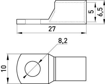 Tinned copper cable lug E.END.STAND.C.10 (hole 8.2 mm), E.NEXT