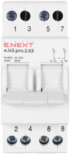 Three-position load break switch e.is3.pro.2.63, 2p, 63 A, E.NEXT