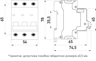 Modular circuit breaker e.mcb.stand.60.3.C6, 3p, 6 A, C, 6kA, E.NEXT