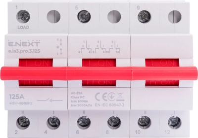 Three-position load break switch e.is3.pro.3.125, 3p, 125 A, E.NEXT