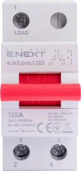 Three-position load switch e.is3.pro.1.125, 1p, 125 A, E.NEXT