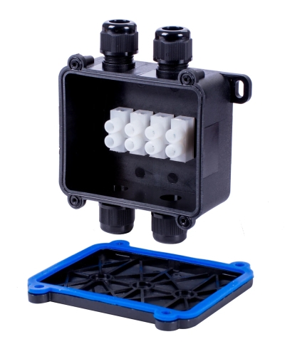 Distribution box e.wdb.cnp723.4t.b with terminal block, 103×96×42 mm, IP68, E.NEXT